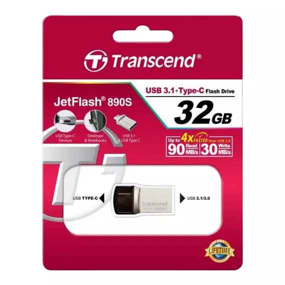 Memorie USB Transcend JetFlash 890, 32GB, Argintiu, 4 image