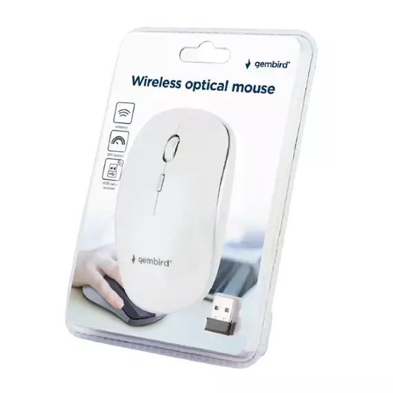 Mouse Wireless Gembird MUSW-4B-01-W, Alb, 3 image