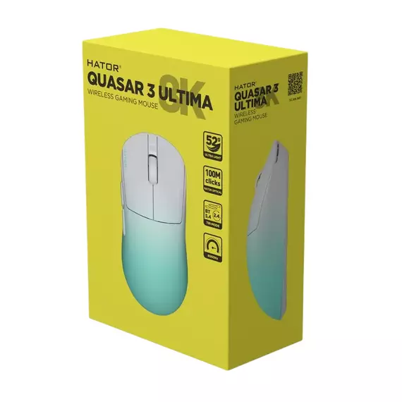 Gaming Mouse HATOR Quasar 3 Ultima 8K Wireless, Alb | Mentă, 4 image