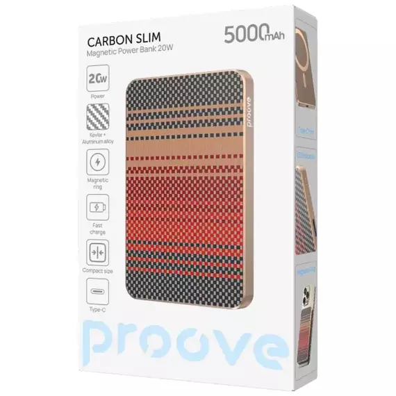 Acumulator extern Proove Carbon Slim 20W, 5000mAh, Bronz, 3 image
