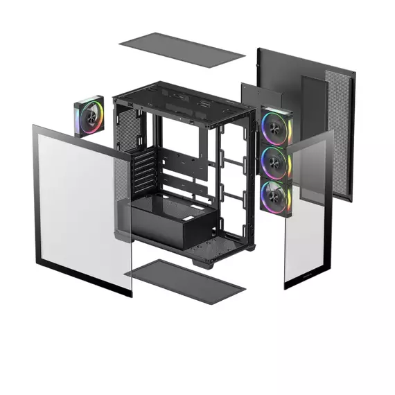Carcasă PC Deepcool CG580 4F V2, Midi-Tower, Fără PSU, Negru, 8 image