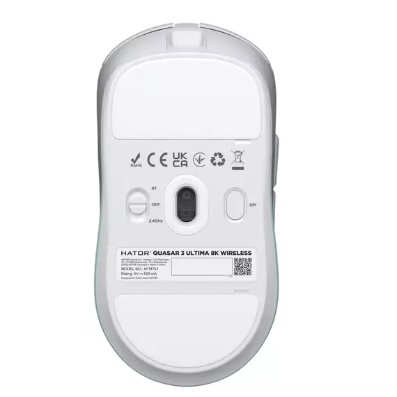 Gaming Mouse HATOR Quasar 3 Ultima 8K Wireless, Alb | Mentă, 6 image