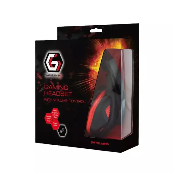 Căști gaming Gembird GHS-03, Cu fir, Negru/Roșu, 4 image