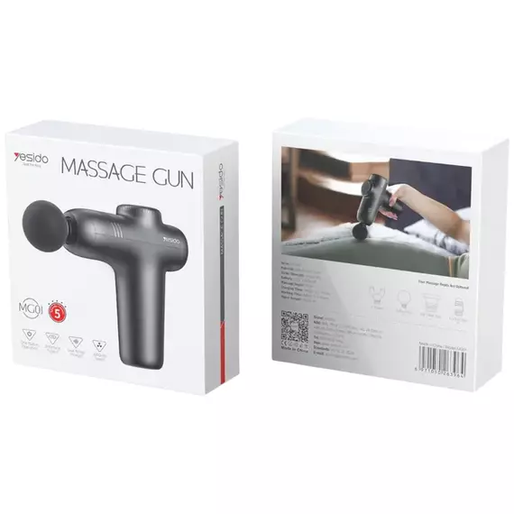 Pistol pentru masaj Yesido Massage Gun MG01, Negru, 5 image
