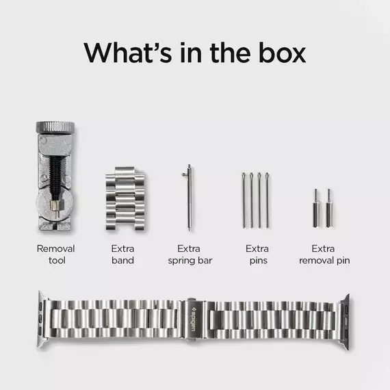 Curea pentru ceas Spigen Modern Fit, Oţel inoxidabil, Argintiu, 5 image