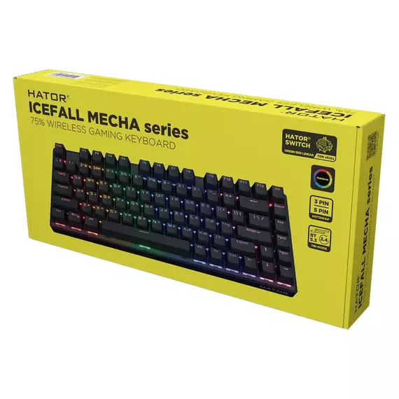 Tastatură HATOR Icefall Mecha TKL, Fără fir, Negru, 2 image