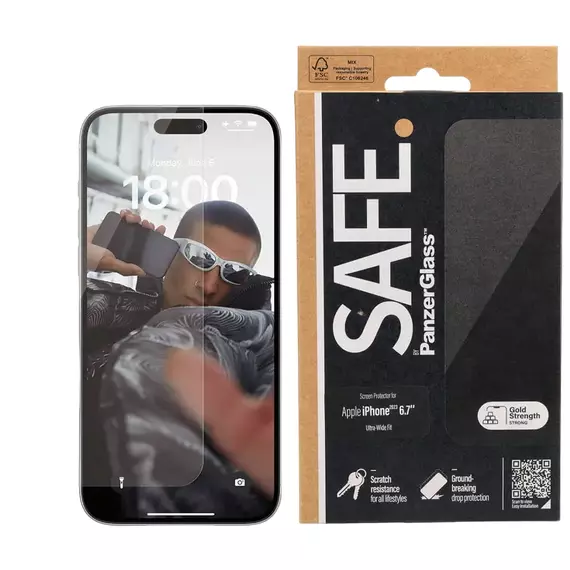 Sticlă de protecție PanzerGlass SAFE. UWF for iPhone 15 Plus, Transparent, 4 image