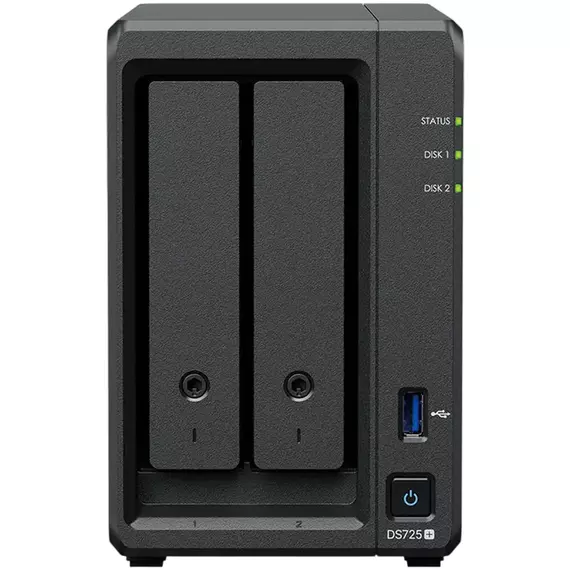 SYNOLOGY  "DS725+", 2-bay, AMD Ryzen 2-core 2.6-3.1Ghz, 1x4Gb+1Slot, 1x2.5GbE, 1x1GbE, 2xM.2 NVMe, 4 image