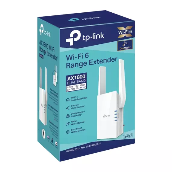 Amplificator de semnal Wi‑Fi TP-LINK RE605X, 574 Mbps, 1201 Mbps, Alb, 2 image