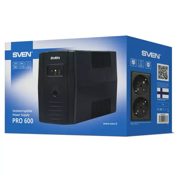 Sursă de alimentare neîntreruptibilă SVEN Pro  600, Linear-interactiv, 600VA, Turn, 4 image