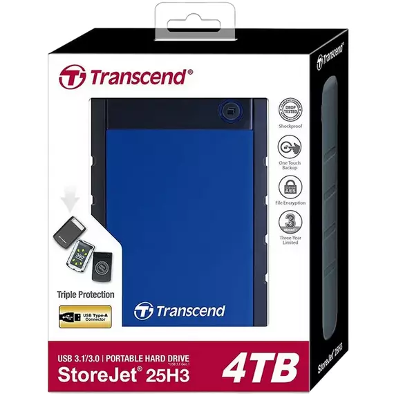 HDD portabil extern Transcend StoreJet 25H3B, 4 TB, Albastru Marin (TS4TSJ25H3B), 5 image