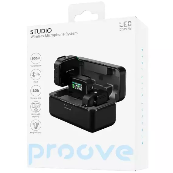 Microfon portabil pentru înregistrare vocală Proove Studio, Fără fir, Negru, 4 image