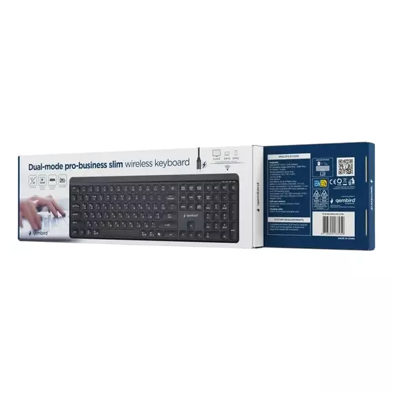 Wireless Keyboard Gembird Slim Pro Business KB-WPS-03-CYRL, Chocolate, 2.4Ghz, EN/RU, Black, 6 image