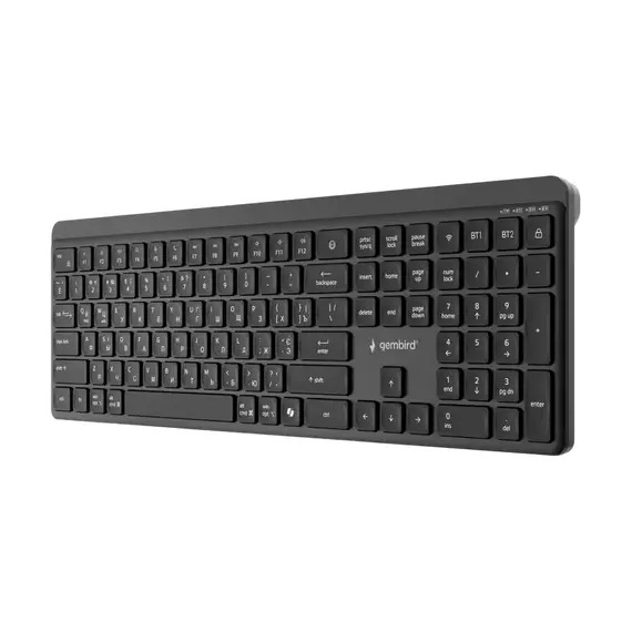 Wireless Keyboard Gembird Slim Pro Business KB-WPS-03-CYRL, Chocolate, 2.4Ghz, EN/RU, Black, 4 image