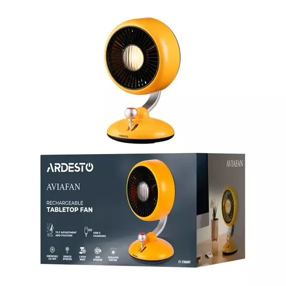 Ventilator Ardesto FT-F3600Y, Galben, 8 image