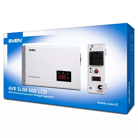 Stabilizator de Tensiune SVEN SLIM AVR-500 LCD, 500VA, 4 image