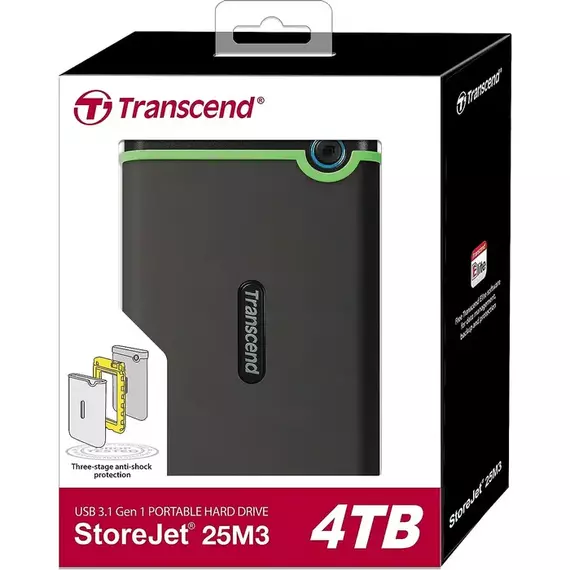 HDD portabil extern Transcend StoreJet 25M3C, 4 TB, Iron Gray (TS4TSJ25M3C), 2 image