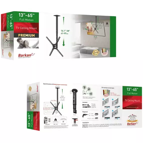 Suport pentru tavan BARKAN 3500B, Negru, 2 image