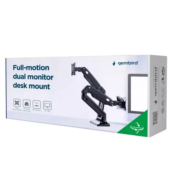 Suport birou pentru monitoare Gembird MA-DA2-03, Negru, 5 image