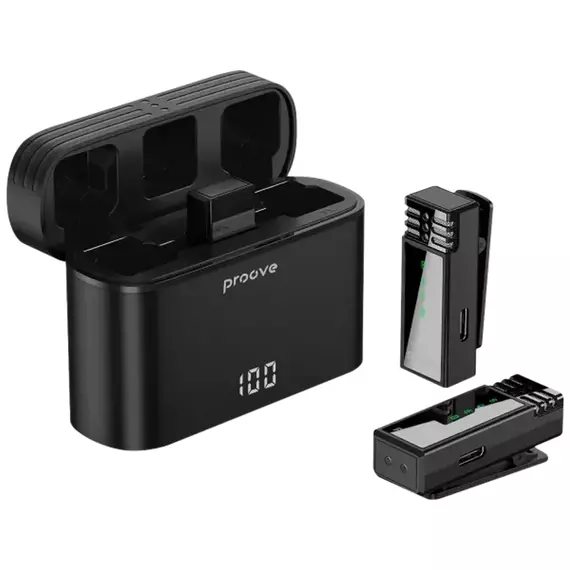 Microfon portabil pentru înregistrare vocală Proove Record Type-C, Fără fir, Negru, 2 image