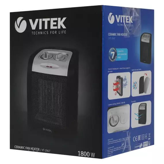 Aerotermă VITEK VT-2067, 1800W, Negru | Argintiu, 2 image