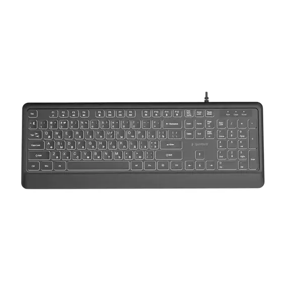Keyboard Gembird KB-MCH-05-CYRL, Slimline, 12 FN keys, 5 multimedia keys, Chocolate type, 1.8m, USB, 2 image