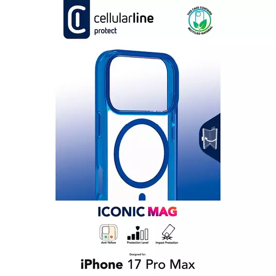 Husă Cellularline Iconic Mag pentru Apple iPhone 17 Pro Max, Albastru, 6 image