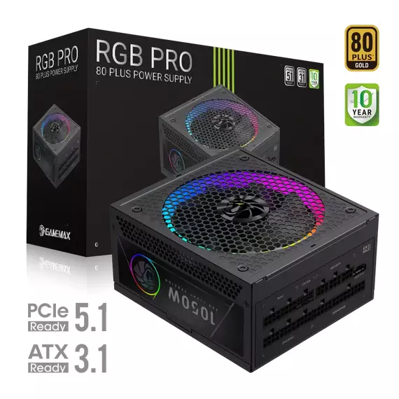 Sursă Alimentare PC Gamemax RGB-1050G PRO, 1050W, ATX, Complet modular, 4 image