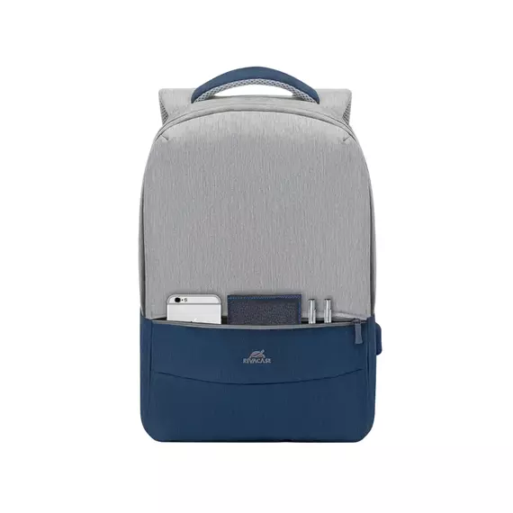 Rucsac pentru Laptop RivaCase Prater, 15.6", Poliester, Gri/Albastru, 6 image
