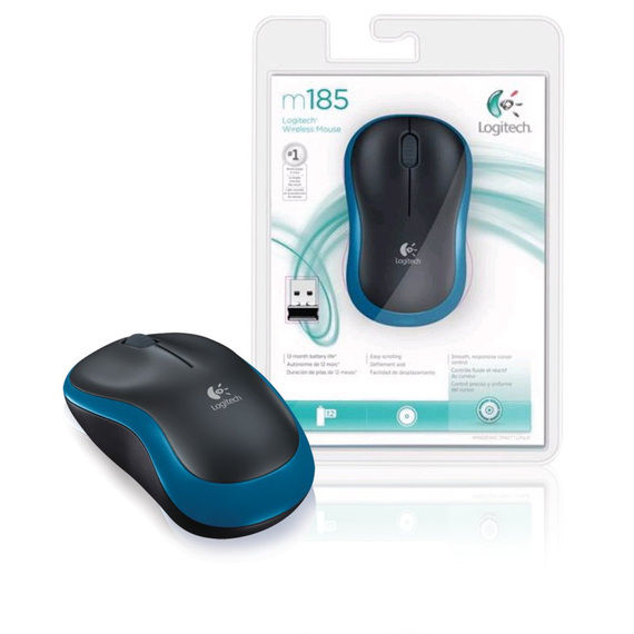 Mouse Wireless Logitech M185, Blue / Black, 3 image