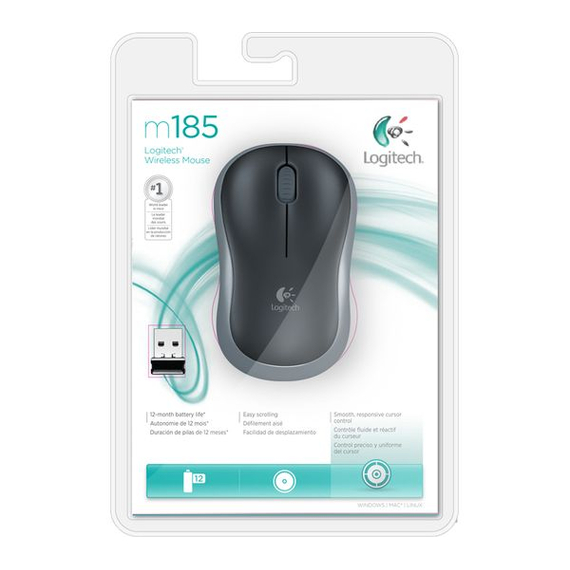 Mouse Wireless Logitech M185 Swift Grey, Grey / Black, 3 image