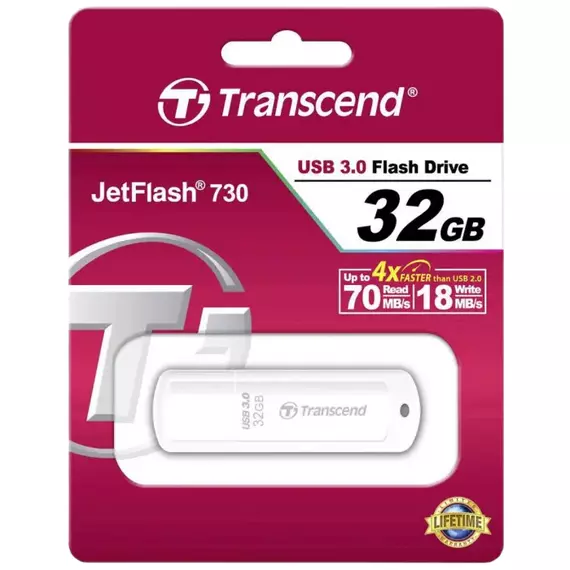 Memorie USB Transcend JetFlash 730, 32GB, Alb, 4 image
