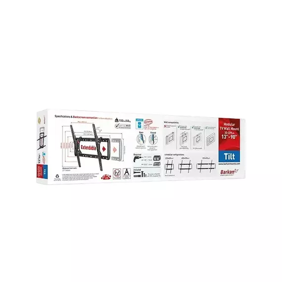 Suport înclinat pe perete BARKAN BM410T, Negru, 3 image