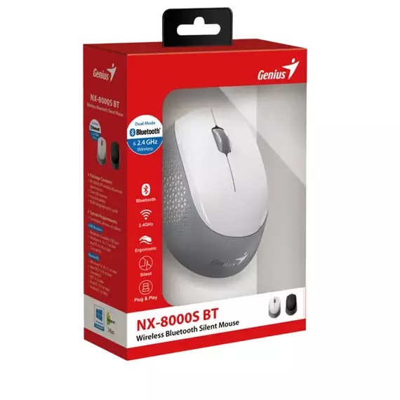 Mouse Wireless Genius NX-8000S BT, Alb, 3 image