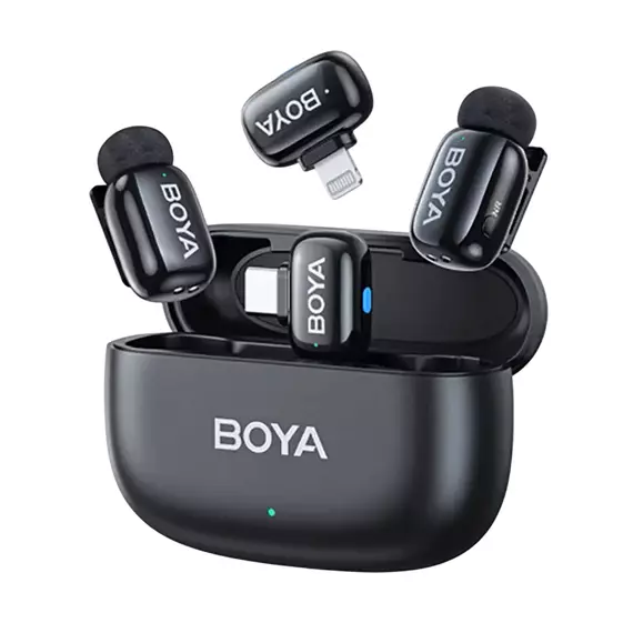 Microfon portabil pentru înregistrare vocală Boya mini 2-01, Fără fir, Negru