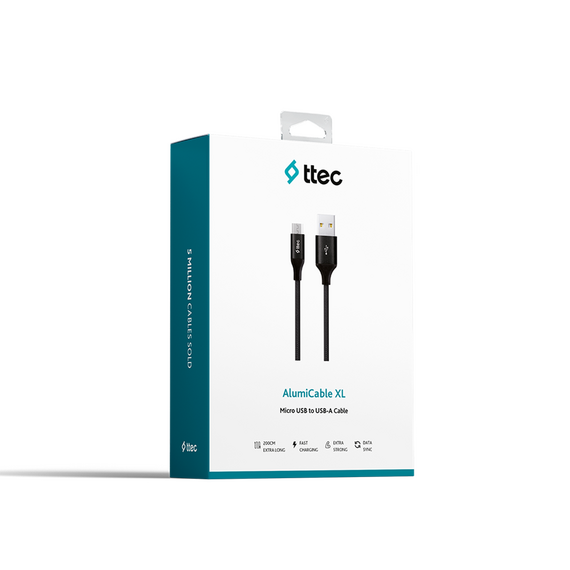 ttec Cable USB to Micro USB 2.4A (2m) Alumi XL, Black, 2 image