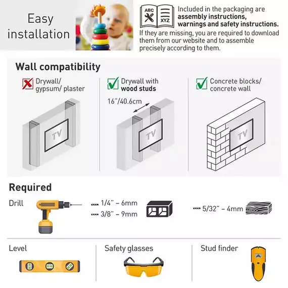 Wall Mount Barkan ''E304'' Black 13" - 65" Tilt, max.36kg, VESA mm: up to 400x400mm, 2 image