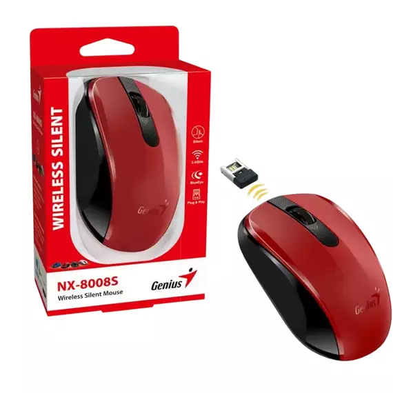 Mouse Genius NX-8008S, Roșu, 3 image