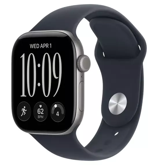 Apple Watch Series 12 GPS, 42mm Space Grey Aluminium Case with Navy Blue Sport Band - M/L MJE94