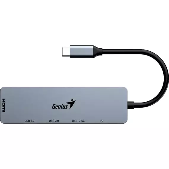 USB-C Hub 5-in-1: 100W PD x1, USB-C 3.0 x1, USB-A 3.0 x2, HDMI x1, Genius UH-500, Gray, 3 image