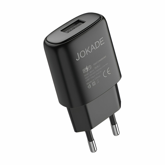Jokade Wall Charger Single Port 3A Zuochong, Black