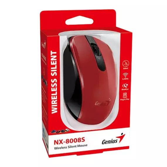 Mouse Genius NX-8008S, Roșu, 2 image