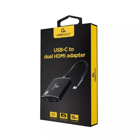 Cablu Video Cablexpert A-CM-HDMIF2-01, USB 3.1 Type-C (F) - 2 x HDMI (F), 0.15 m, Negru, 2 image