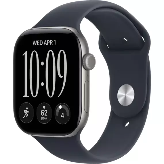 Apple Watch Series 12 GPS, 46mm Space Grey Aluminium Case with Navy Blue Sport Band - M/L MJEJ4