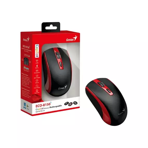 Mouse Genius ECO-8150, Roșu, 3 image