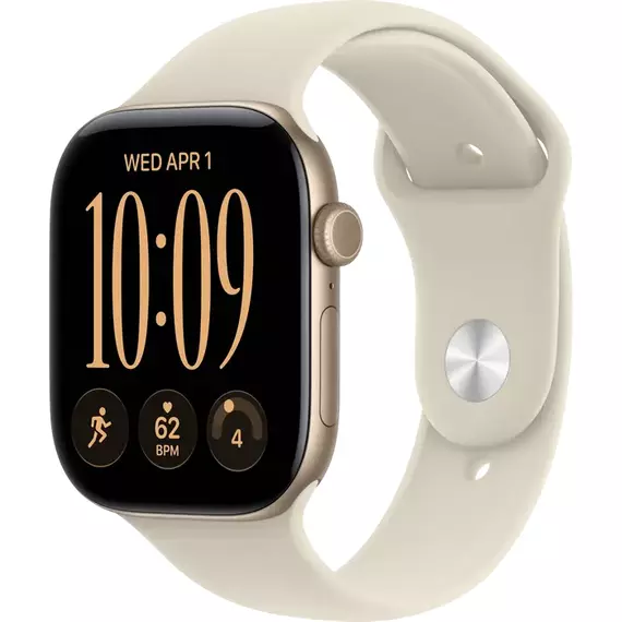 Apple Watch Series 12 GPS, 46mm Light Gold Aluminium Case with Sand Sport Band - S/M MJEN4