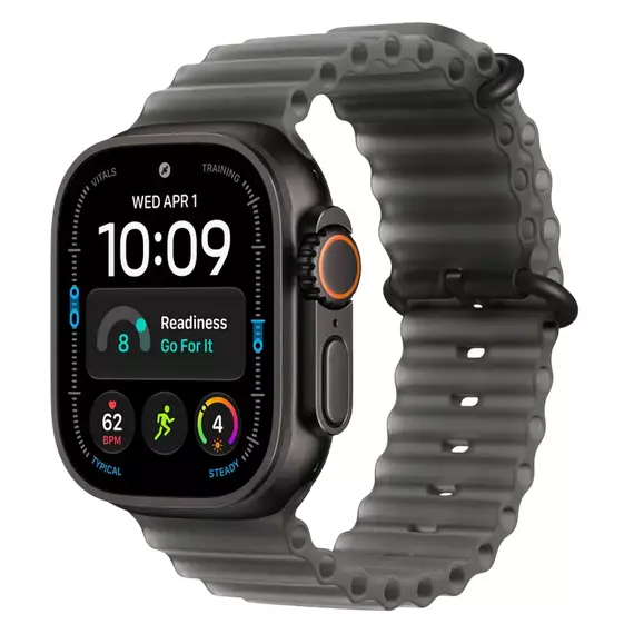 Apple Watch Ultra 4 GPS + Cellular, 49mm Black Titanium Case with Translucent Black Ocean Band MJAY4