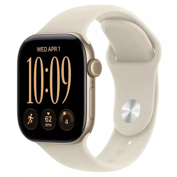 Apple Watch Series 12 GPS, 42mm Light Gold Aluminium Case with Sand Sport Band - S/M MJED4