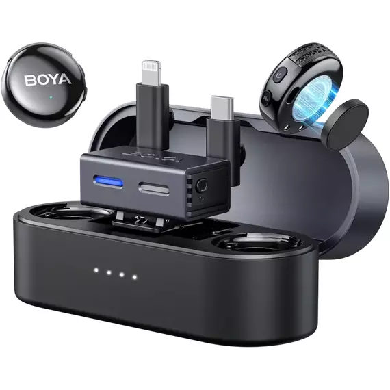 Microfon portabil pentru înregistrare vocală Boya Boyalink3-01, Fără fir, Negru