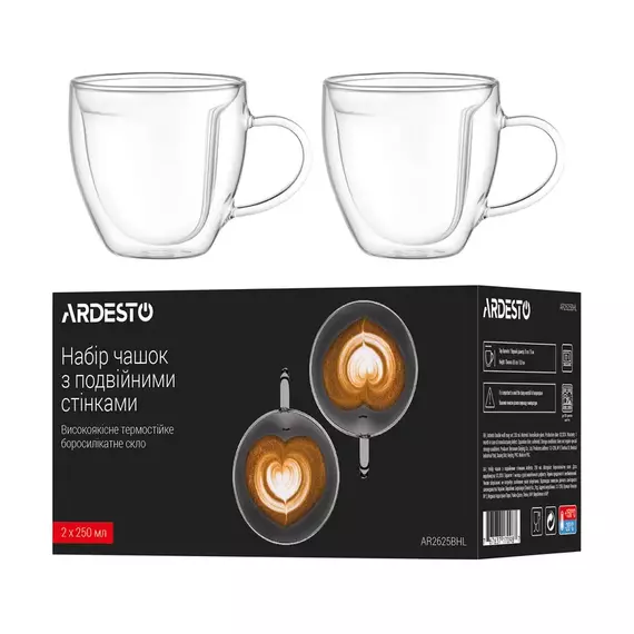Glass cups Ardesto 250ml 2pcs, AR2625BHL, 5 image